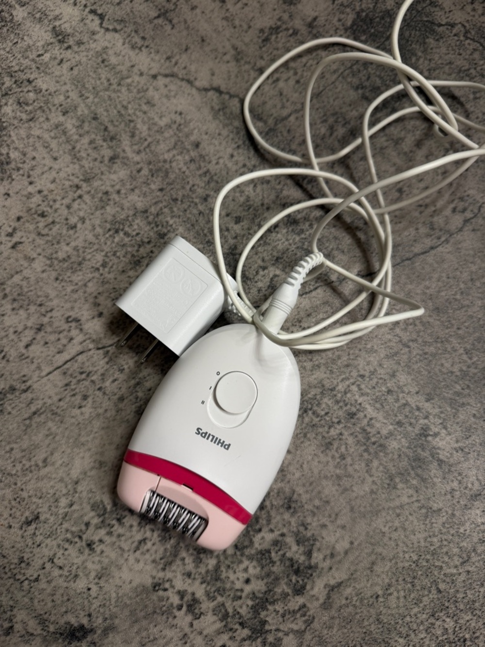 Philips White and Pink Corded Epilator with Adapter